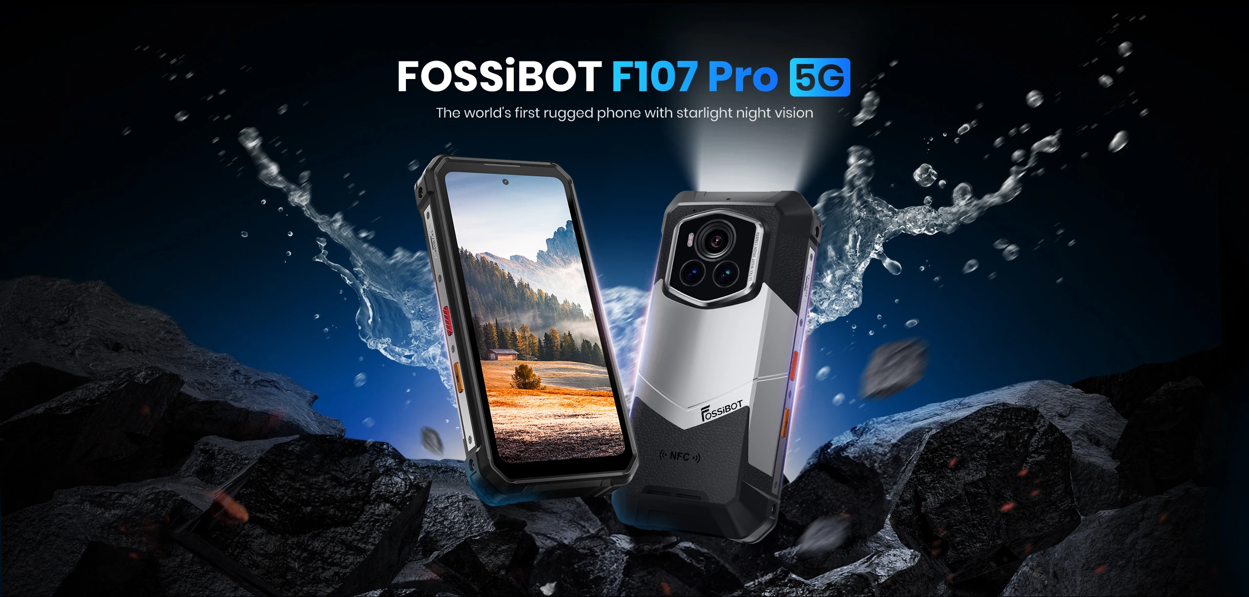 NEW Fossibot F107 PRO Rugged Phone Infrared Night Vision 28000mAh 66W Dimensity 7300 5G 50M Flashlight 12GB+512GB Android 15
