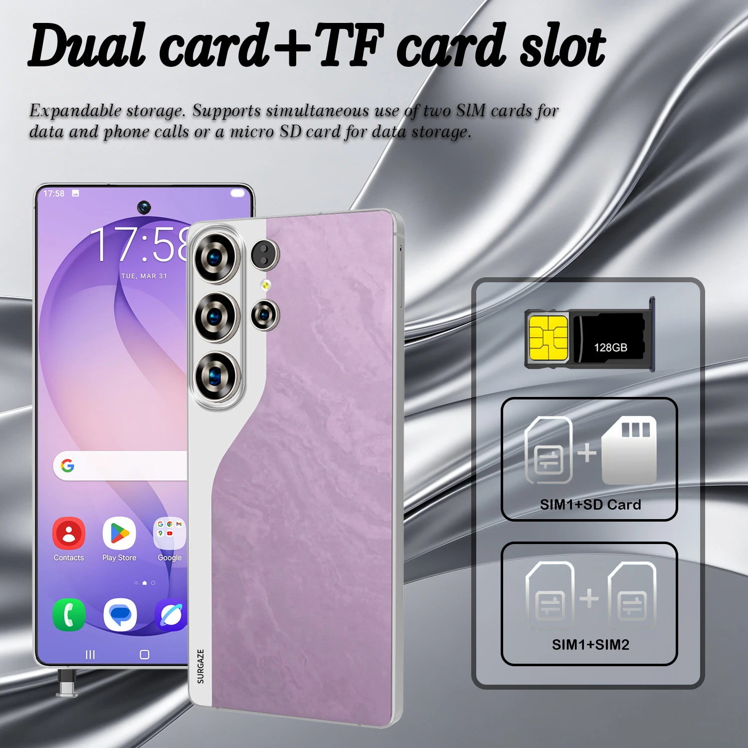 SURGAZE New S26 Ultra Smartphone 5G Android 4800mAh 12GB+512GB 6.6Inch 24+48MP Dual SIM 2026 Global Version Network Mobile Phone