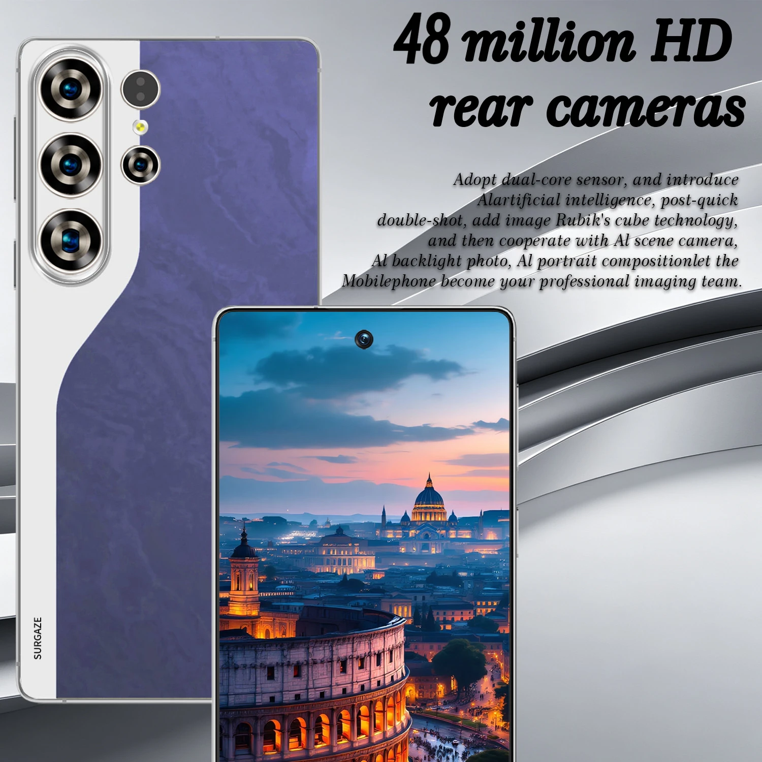 SURGAZE New S26 Ultra Smartphone 5G Android 4800mAh 12GB+512GB 6.6Inch 24+48MP Dual SIM 2026 Global Version Network Mobile Phone