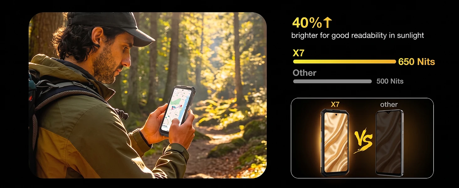 AGM X7 5G Rugged Phone 12GB+256GB 10000mAh Android 16 Phone 6.72" NFC Loudspeaker ESIM 64MP CAM Wireless Charging Cell Phone