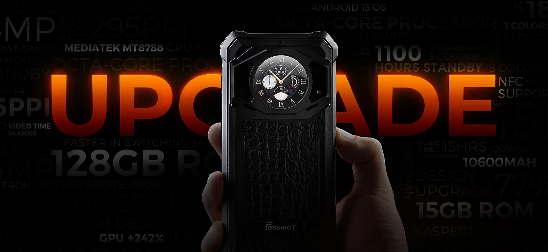 FOSSiBOT F101 Pro 8GB+128GB Rugged Octa Core 5.45Inch HD 4G 10600mAh 18W Fast Charge 24MP Camera NFC Global Version
