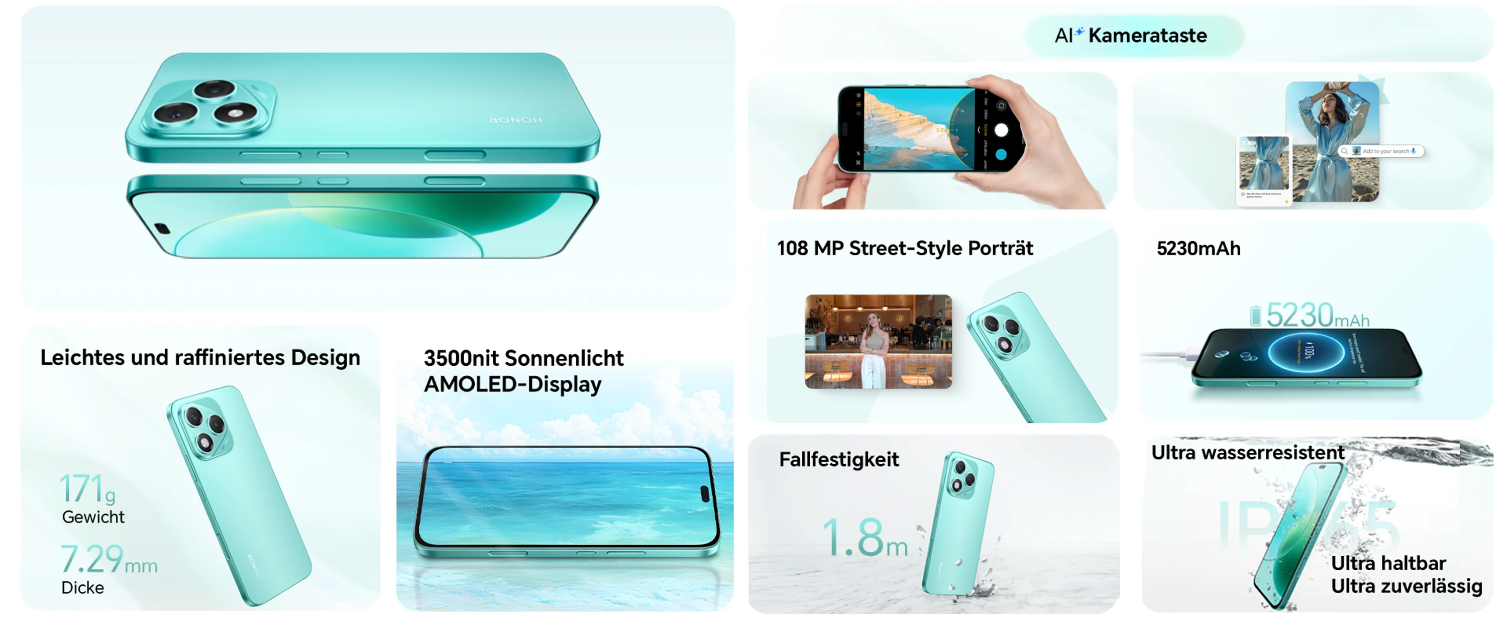 Honor 400 Lite 5g Smartphone 256Gb/8Gb Ram Unlocked Android Phone Without Contract 108Mp with Ai Camera Button Dual Sim 5230Mah Android 15