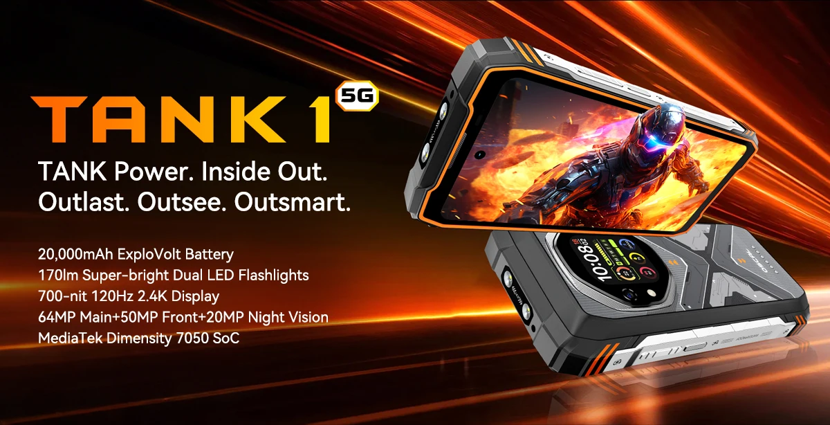 【World premiere】Blackview Oscal TANK 1 Rugged SmartPhone 5G MediaTek Dimensity 7050 20000mAh 6.78" 2.4K 120Hz Display NFC 64MP