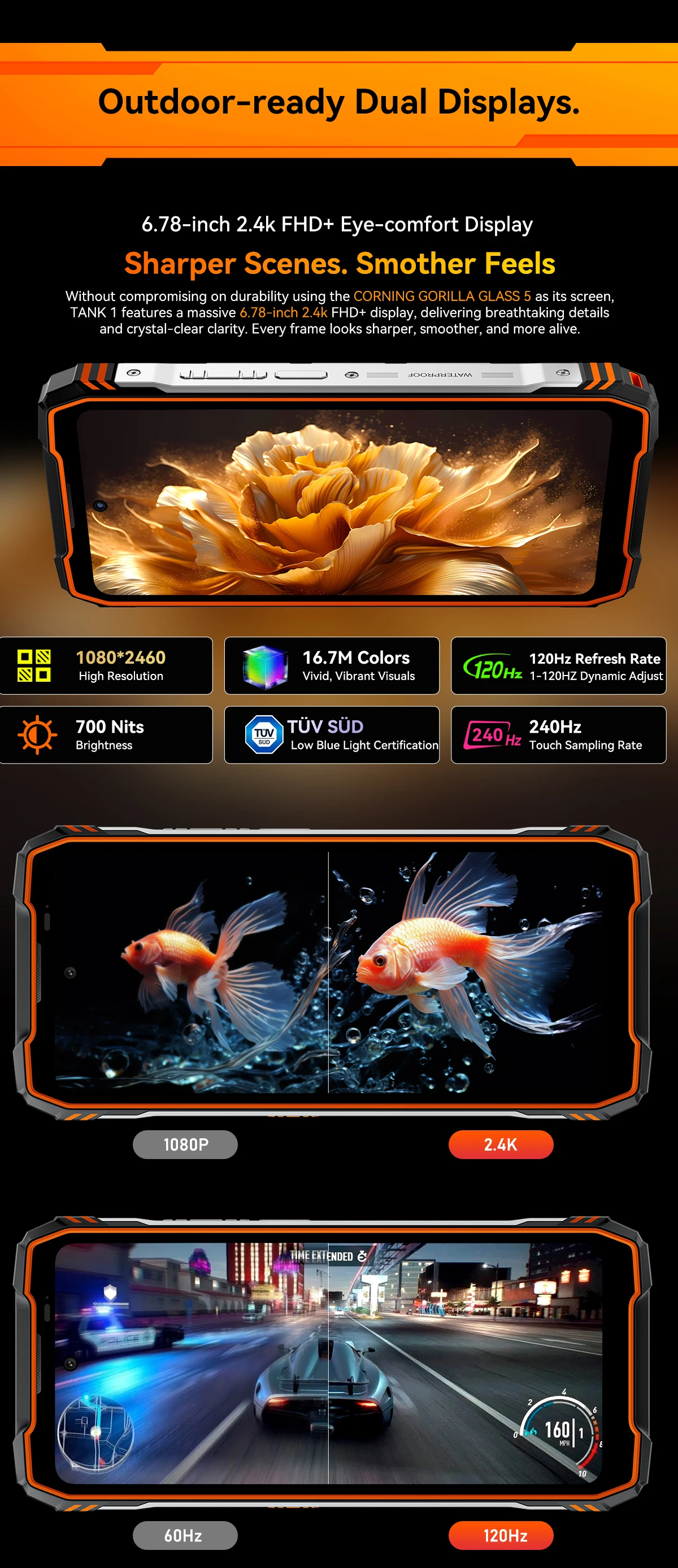 【World premiere】Blackview Oscal TANK 1 Rugged SmartPhone 5G MediaTek Dimensity 7050 20000mAh 6.78" 2.4K 120Hz Display NFC 64MP
