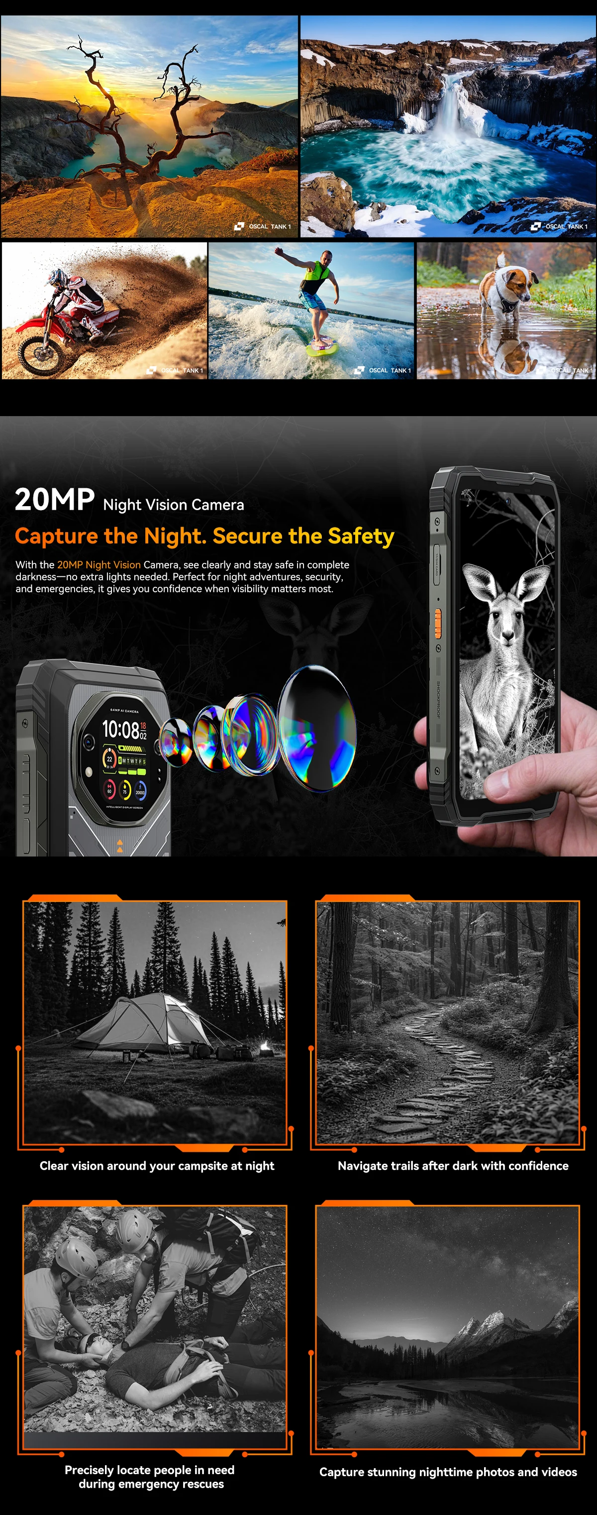 【World premiere】Blackview Oscal TANK 1 Rugged SmartPhone 5G MediaTek Dimensity 7050 20000mAh 6.78" 2.4K 120Hz Display NFC 64MP
