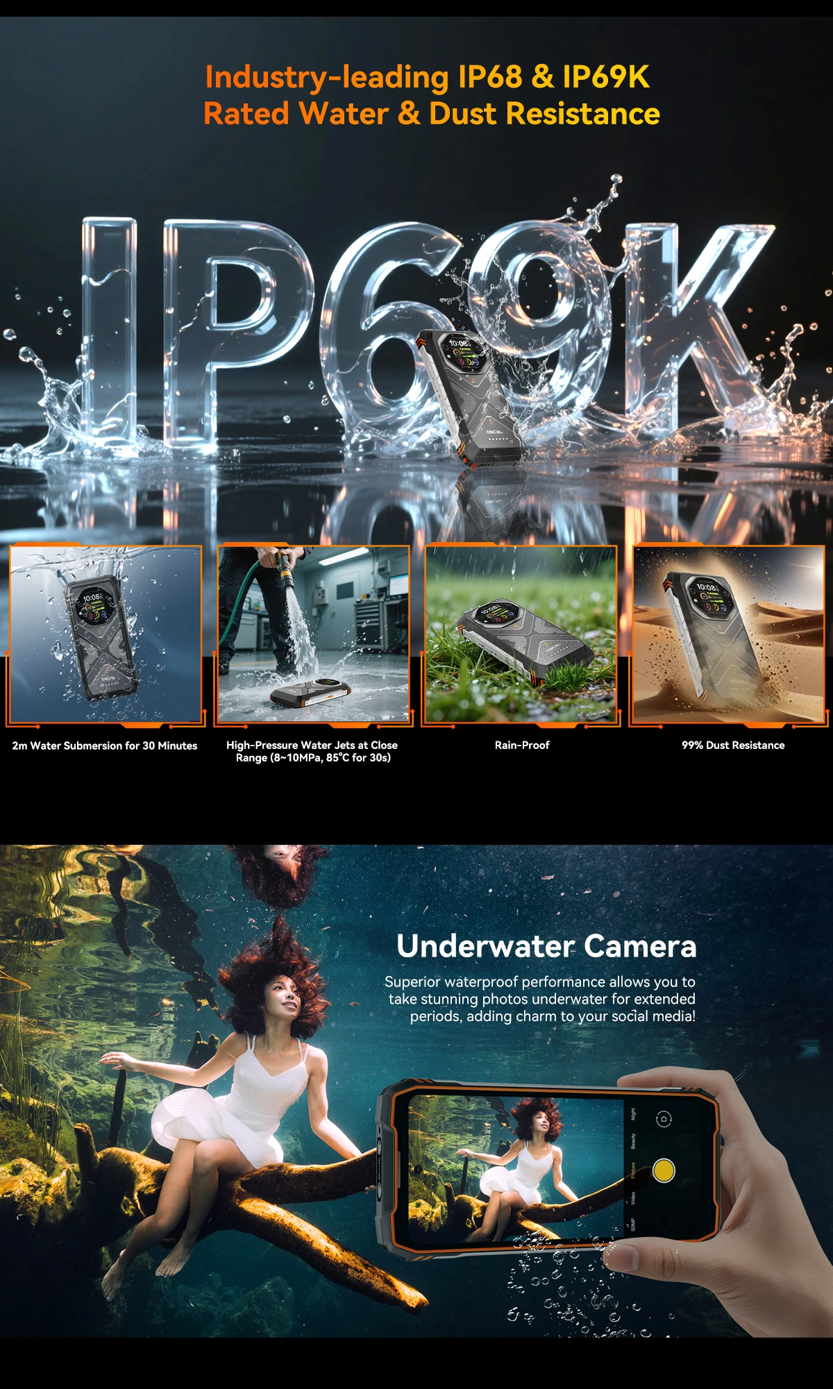 【World premiere】Blackview Oscal TANK 1 Rugged SmartPhone 5G MediaTek Dimensity 7050 20000mAh 6.78" 2.4K 120Hz Display NFC 64MP