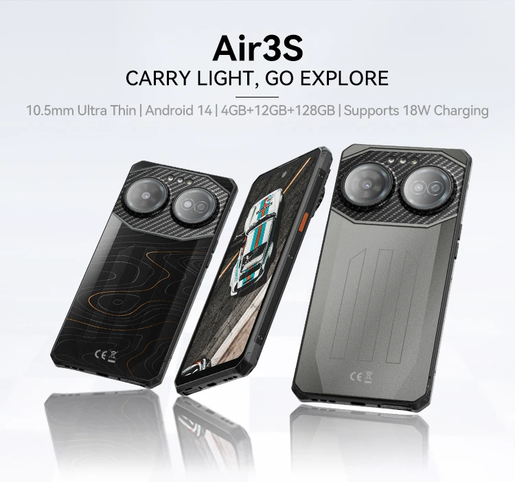 IIIF150 Air3S Rugged Smartphone 90Hz 16GB(4+12) 128GB 6.6'' Fullview Display 2.4M Drop 6m Waterproof Android 14 Ultra-Thin