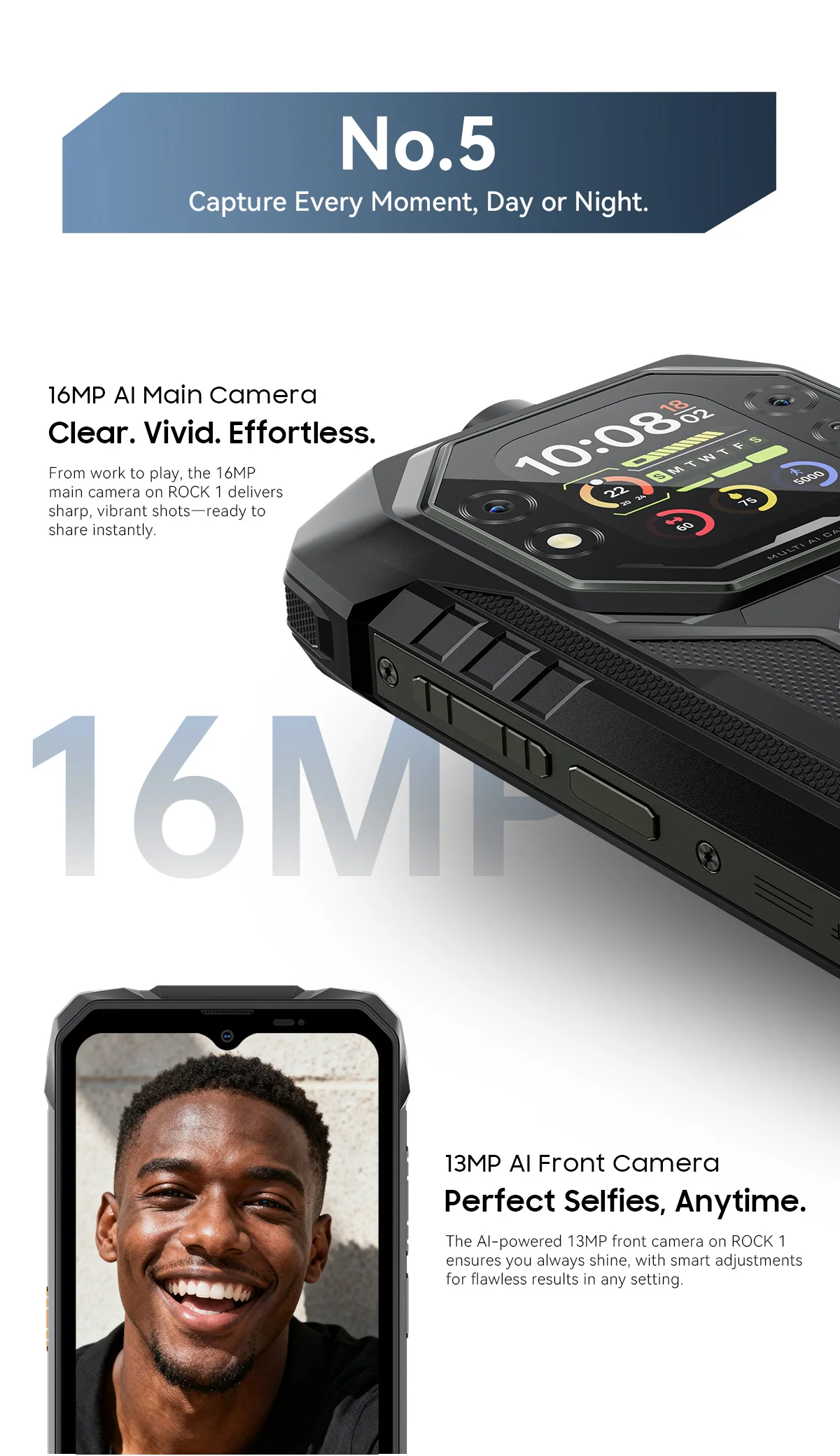 Blackview ROCK 1 [Charger not included for EU] Rugged Smartphone Android 16 24GB(8+16GB) RAM 256GB ROM 6.56'' 90Hz 15000mAh 33W