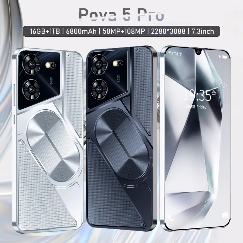Pova 5 Pro 7.3 Inch Smartphone World Premiere Global Version 6800mAh Battary APP Store Gaming Unlocked Dimensity 9300 120Hz