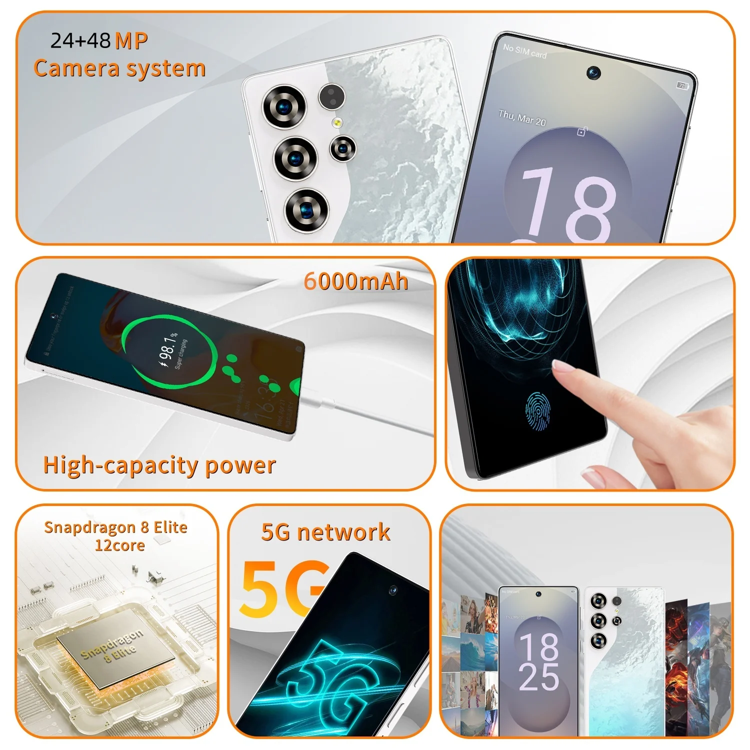 SURGAZE S26 Pro Smartphone intelligent 4G 5G dual card dual standby Android system 12GB+512GB global version 6000mAh battery