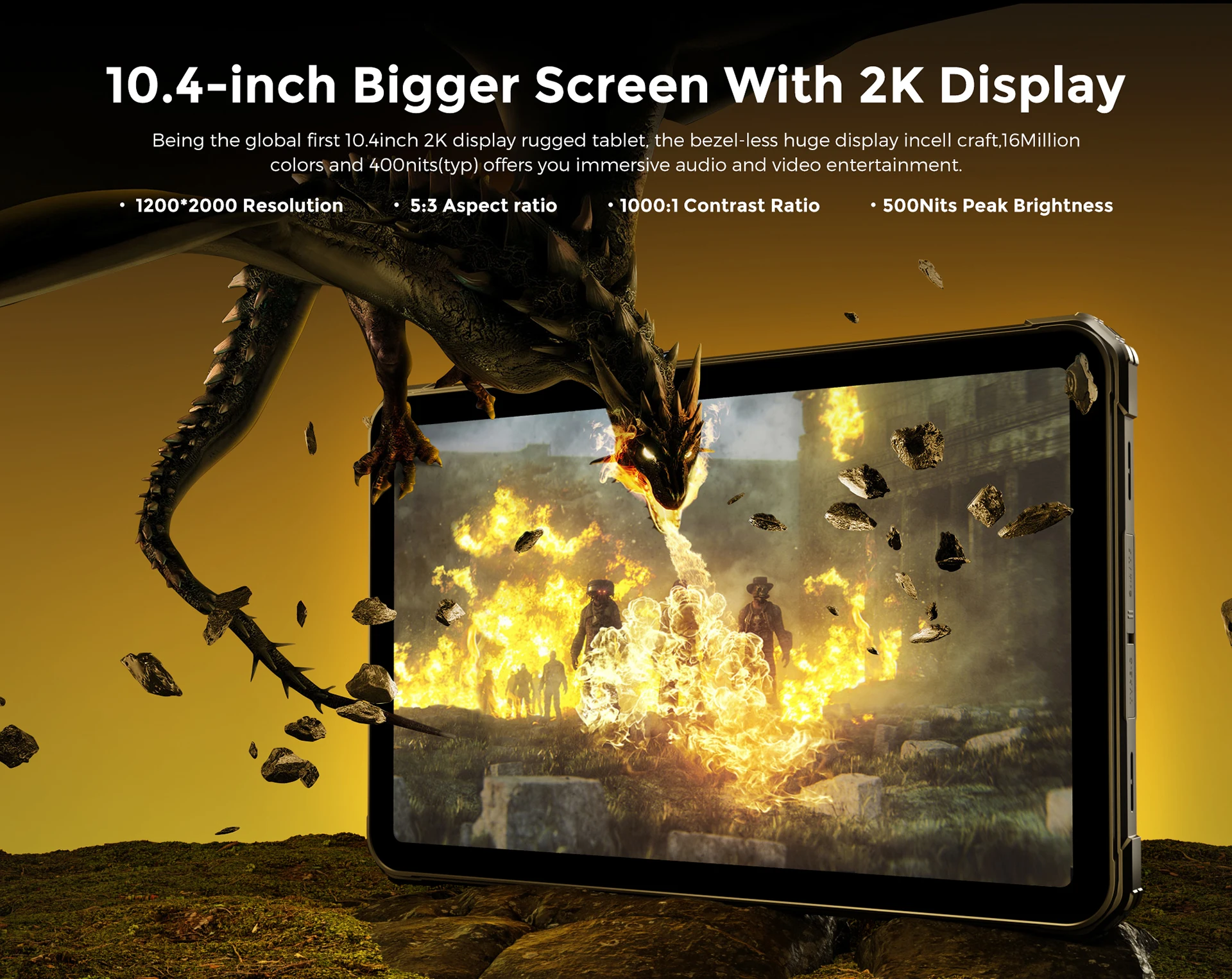FOSSiBOT DT2 Rugged Tablet 20GB+256GB Helio G99 10.4 inch 2K Display 64MP PC Tablets 22000mAh 66W IP68 4G LTE Android 13 Pad