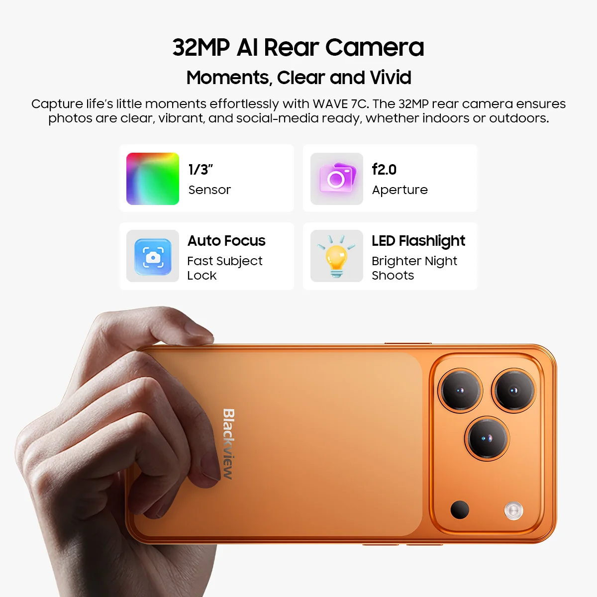 Blackview WAVE 7C Smartphone 16(4+12)GB+64GB 6.56-inch HD+5000mAh Android 16 Doke AI 2.0 1080P Video (Free TPU Protective Case)