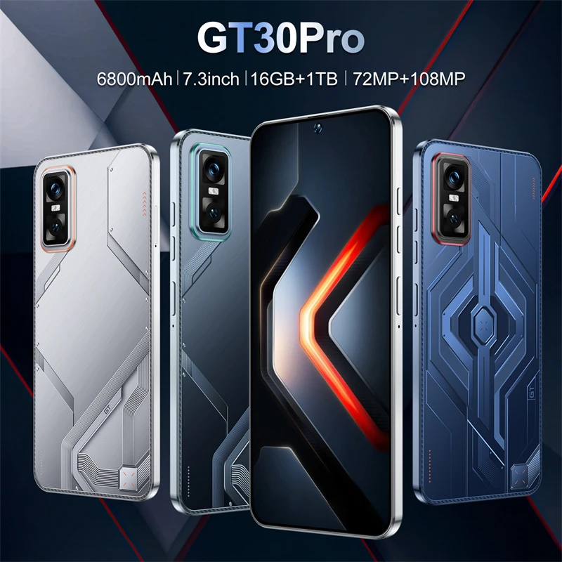 HOT 2025 New GT30 Pro Facial Recognition Function 7.3HD Global Edition Original Smart Dual Card 7800mAh Battery