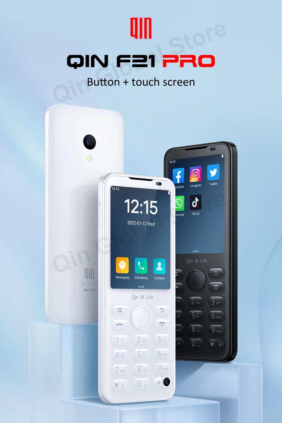 Qin F21 Pro 2.8 Inch Display 480*640, WiFi, Bluetooth 5.0, 3GB+32GB / 4GB+64GB, Dual‑SIM Global Version Mobile Cell Phone