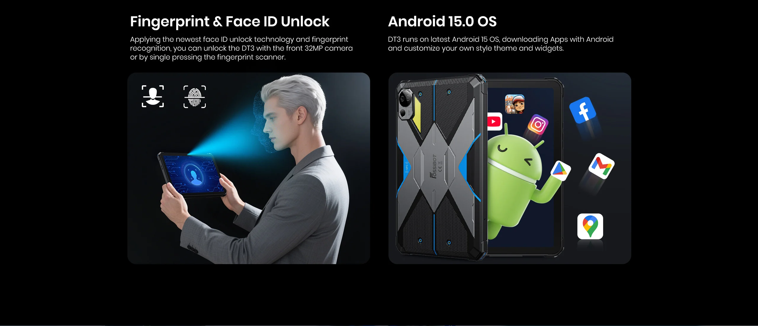 FOSSiBOT DT3 Rugged Tablet 10.4-Inch 12GB+256GB Dimensity 7300 5G 64MP 21560mAh Battery 66W Charging NFC WIFI6 Android 15