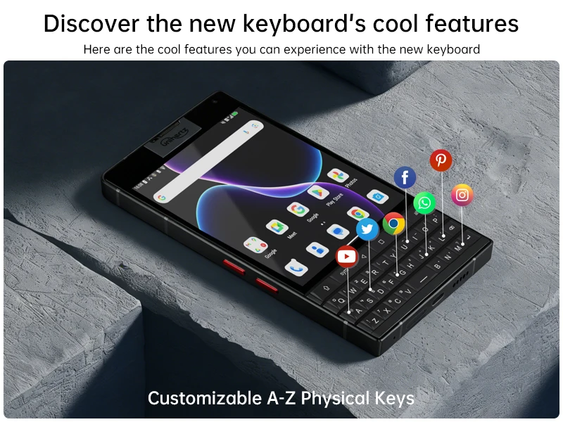 Unihertz Titan 2 QWERTY Physical Keyboard Phone 12GB+512GB Fingerprint 4.5 inch + 2 inch Android 15 Dimensity 7300 5G NFC Phone