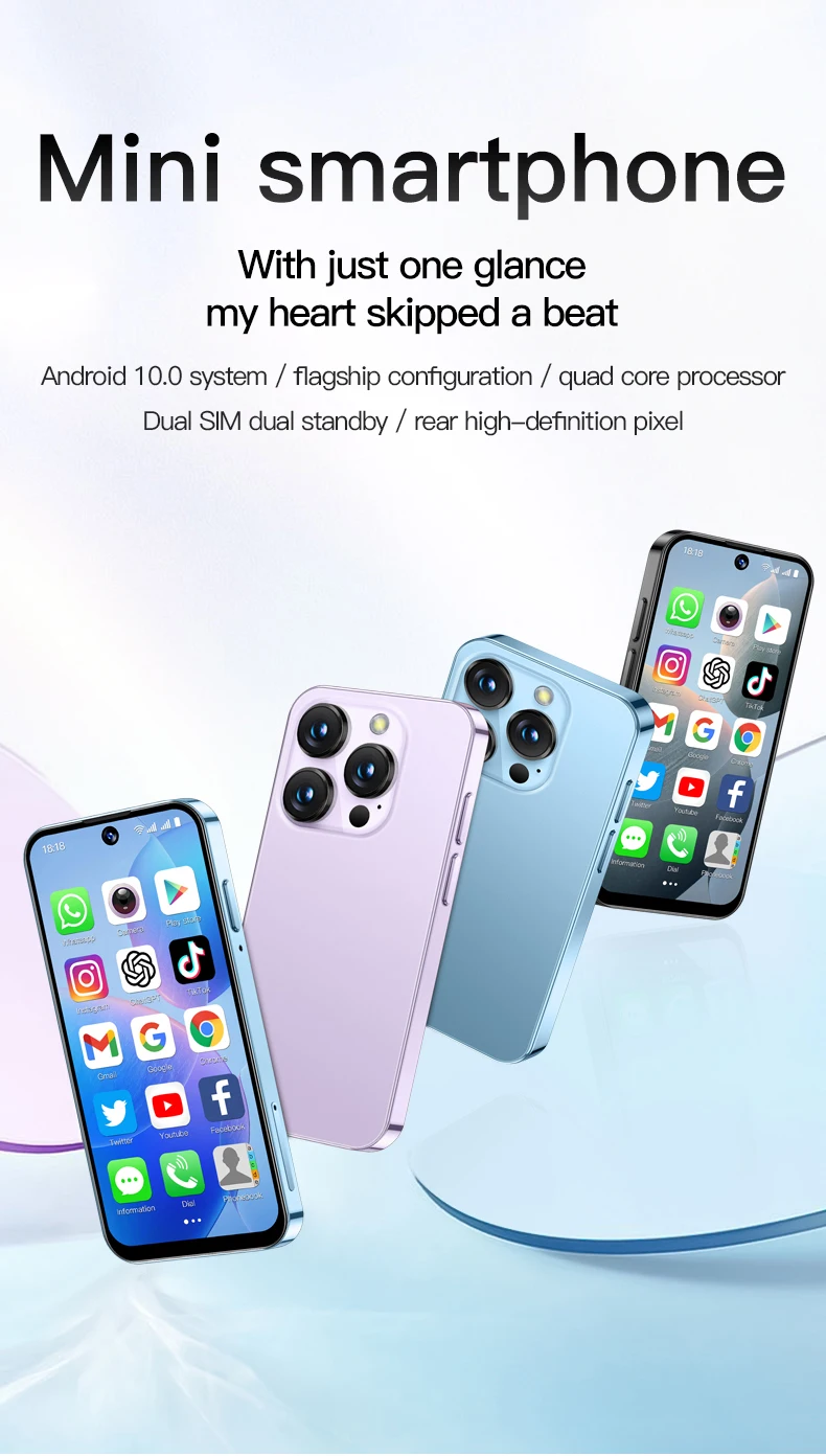 SOYES XS19 Mini Smartphone 3.88in 2GB RAM 16GB ROM Android10.0 Dual SIM Standby 3G Network Social Media App Wifi Small Phone