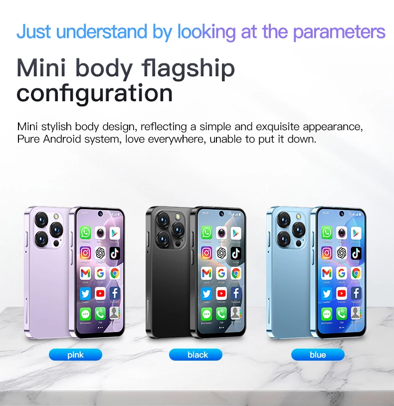 SOYES XS19 Mini Smartphone 3.88in 2GB RAM 16GB ROM Android10.0 Dual SIM Standby 3G Network Social Media App Wifi Small Phone