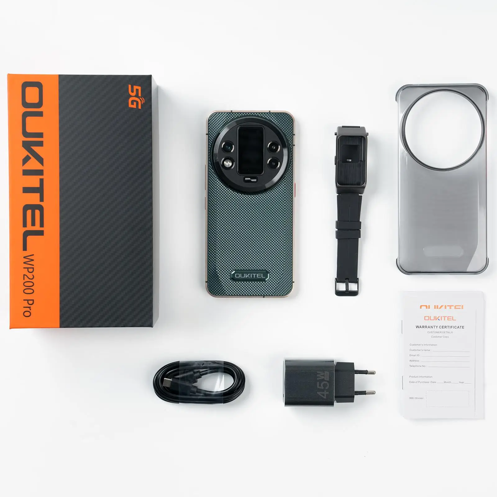 Oukitel WP200 Pro 24GB+1TB 5G Rugged Phone 6.7'' Android 15.0 MTK Dimensity 8200 108MP 8800mAh NFC Detachable Earphone Watch