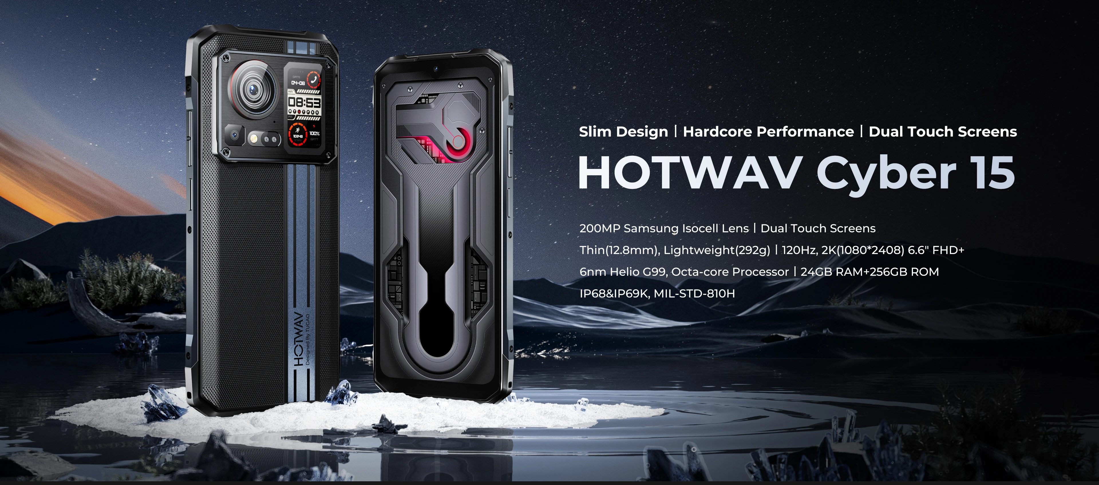 HOTWAV Cyber 15 Rugged 24GB 256GB 200MP PixSmart G99 6.6FHD+ 120Hz 6280mAh Ultra-thin NFC Global Version