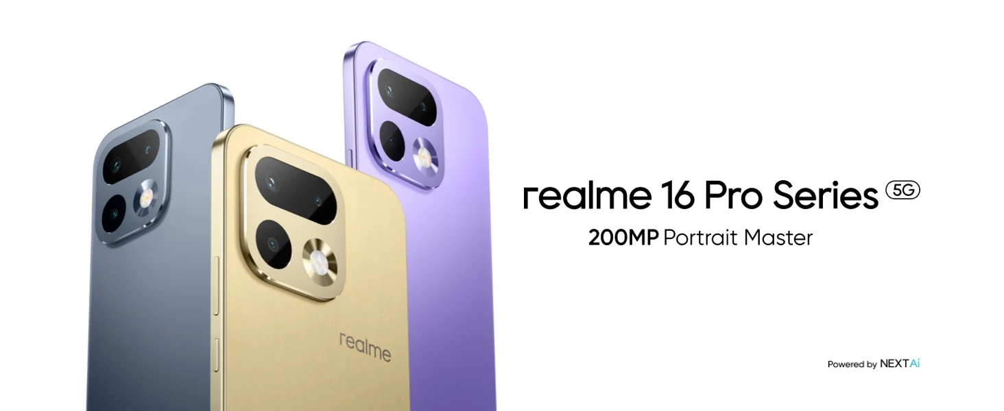 realme 16 Pro 5G Smartphone 6.78" 144Hz 50MP Group Selfie Camera 45W Charge 6500mAh Dimensity 7300-Max 5G Chipset