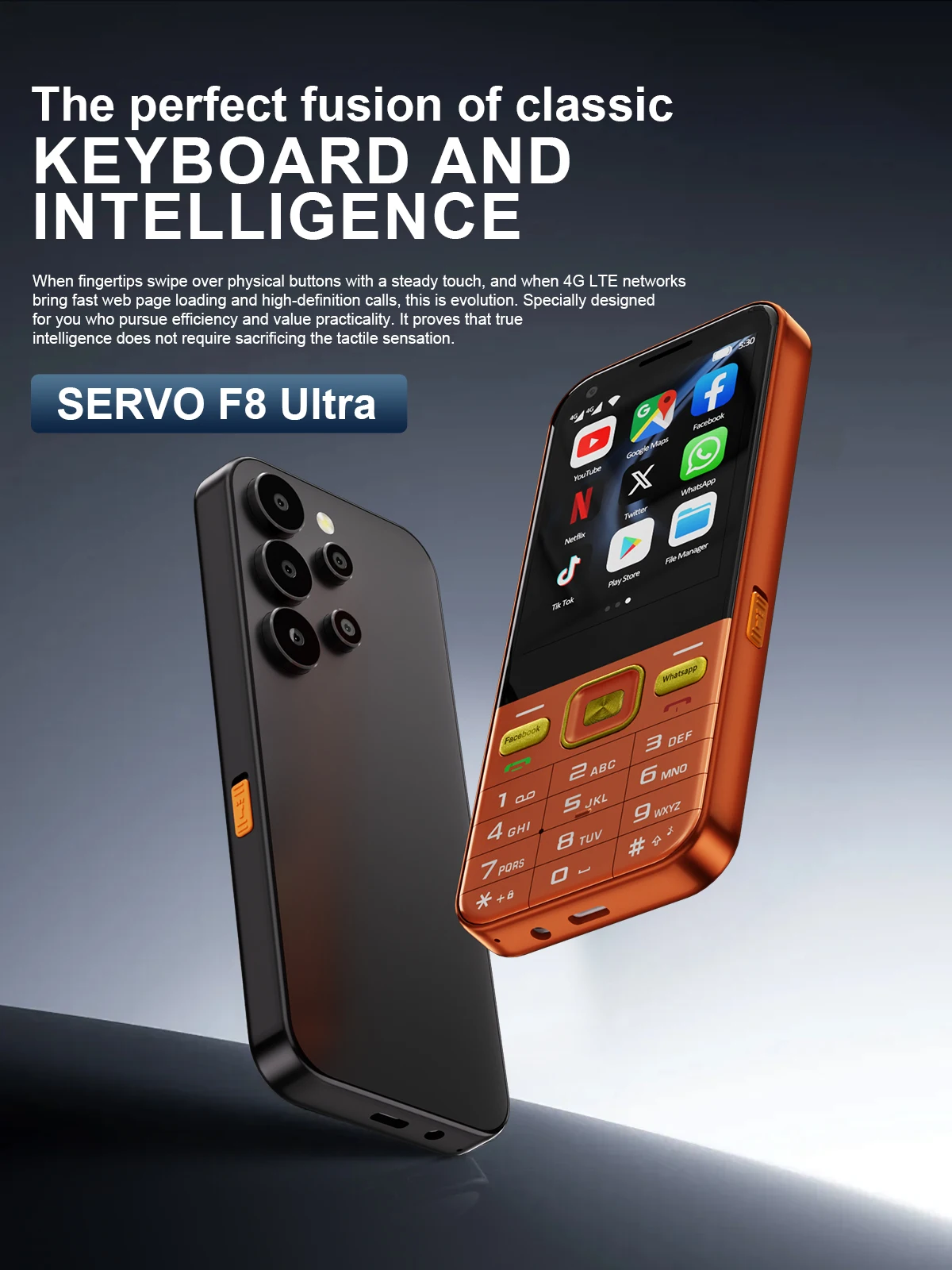 SERVO F8 Ultra 4G Smartphone Dual SIM Standby Android 8.1System 2GB+16GB Facebook Flashlight WiFi 2.8" Touch Screen Button Phone