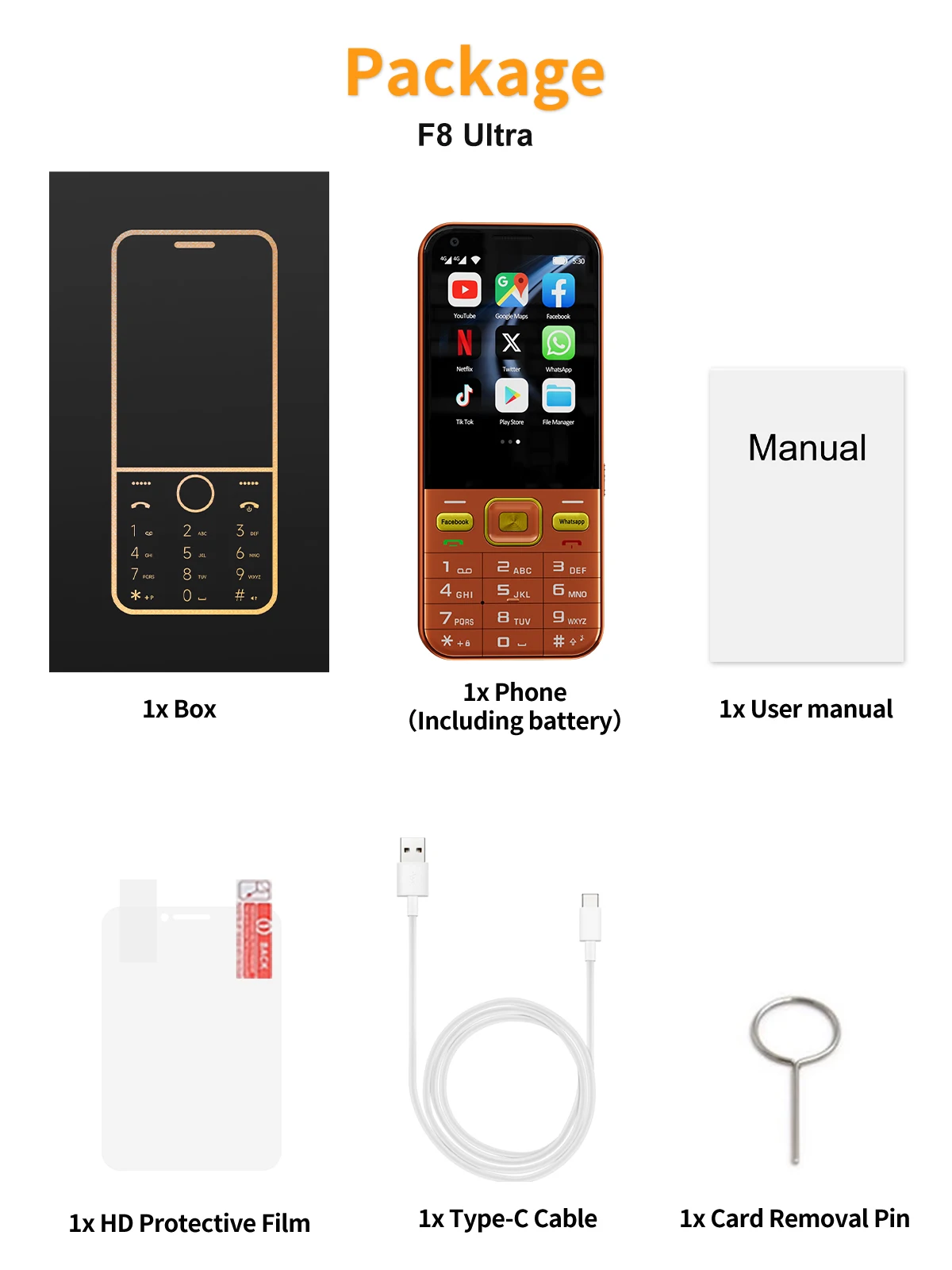 SERVO F8 Ultra 4G Smartphone Dual SIM Standby Android 8.1System 2GB+16GB Facebook Flashlight WiFi 2.8" Touch Screen Button Phone