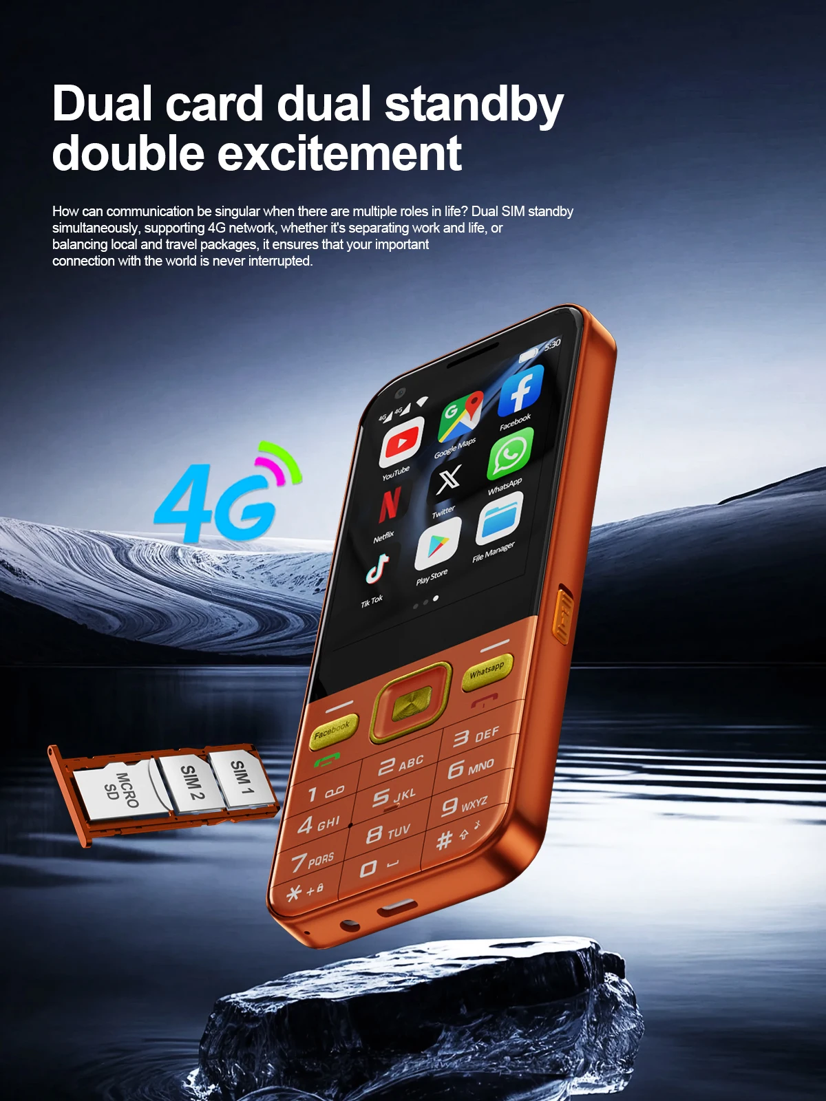 SERVO F8 Ultra 4G Smartphone Dual SIM Standby Android 8.1System 2GB+16GB Facebook Flashlight WiFi 2.8" Touch Screen Button Phone