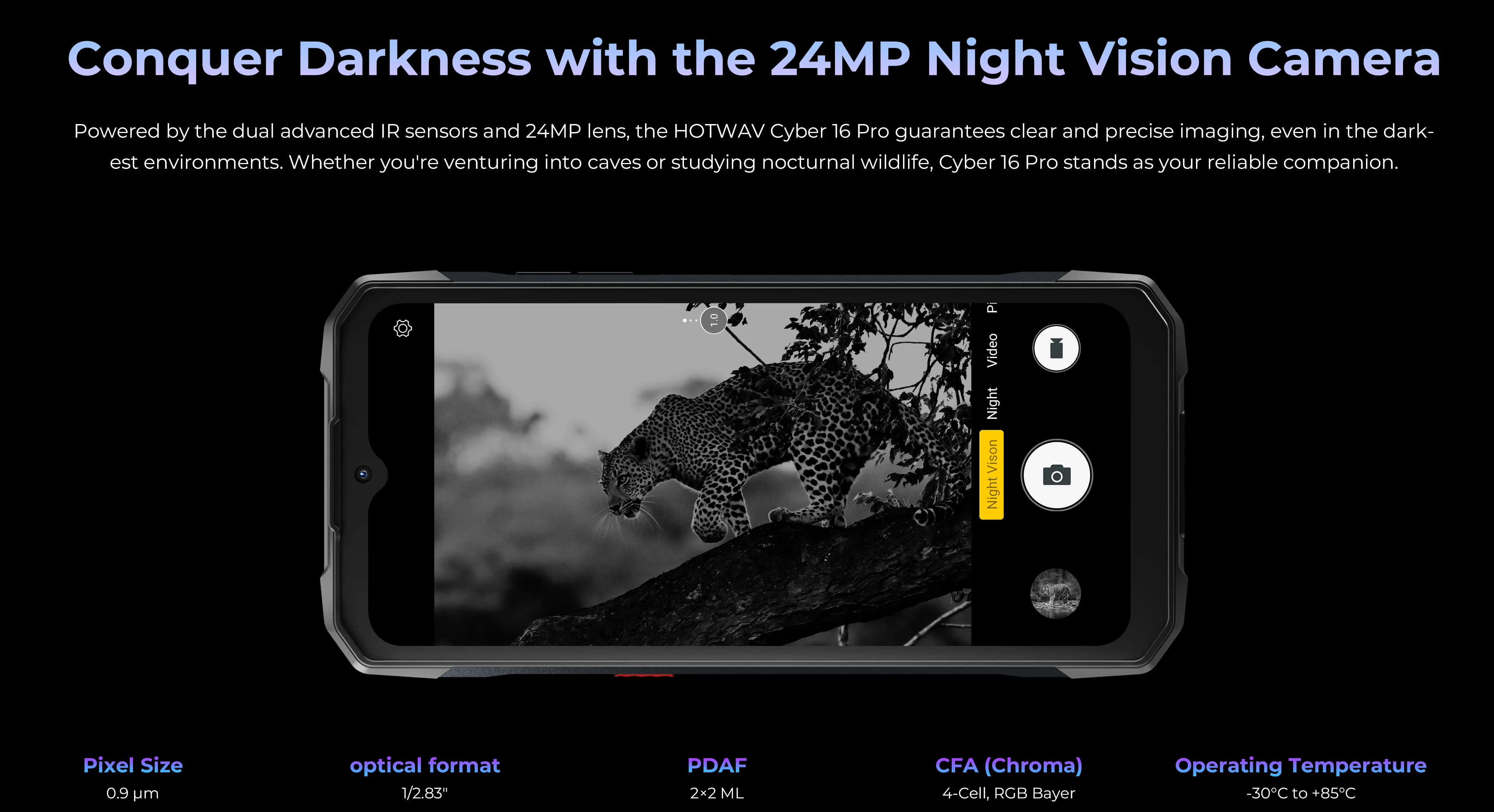 HOTWAV Cyber 16 Pro Rugged Phone G100 108MP Mobile Phone 6.6'' FHD Display 8GB 512GB 6280mAh 33W Smartphone Android 15 Cellphone