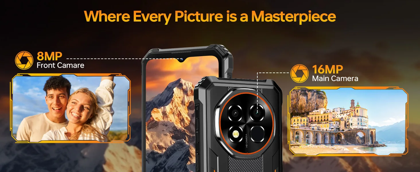 OUKITEL G6 Rugged Smartphone Unlocked -16GB+64GB/1TB TF 6.52” HD Display IP68/IP69K Rugged Android16 Phone, 10600mAh Battery 16MP NFC Dual SIM 90Hz Mobile Phone Rugged Phone