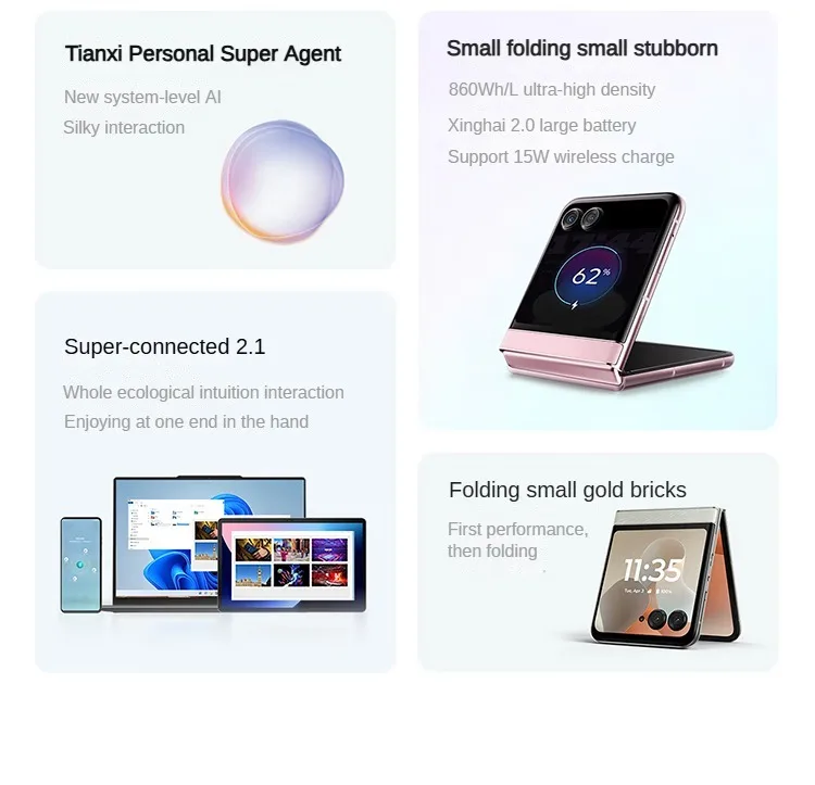 Lenovo Moto Razr 60 5G Foldable Smartphone 3.6'' External AI Display 50MP OIS Camera Dimensity 7400X 4500mAh + X600 Earbuds Gift