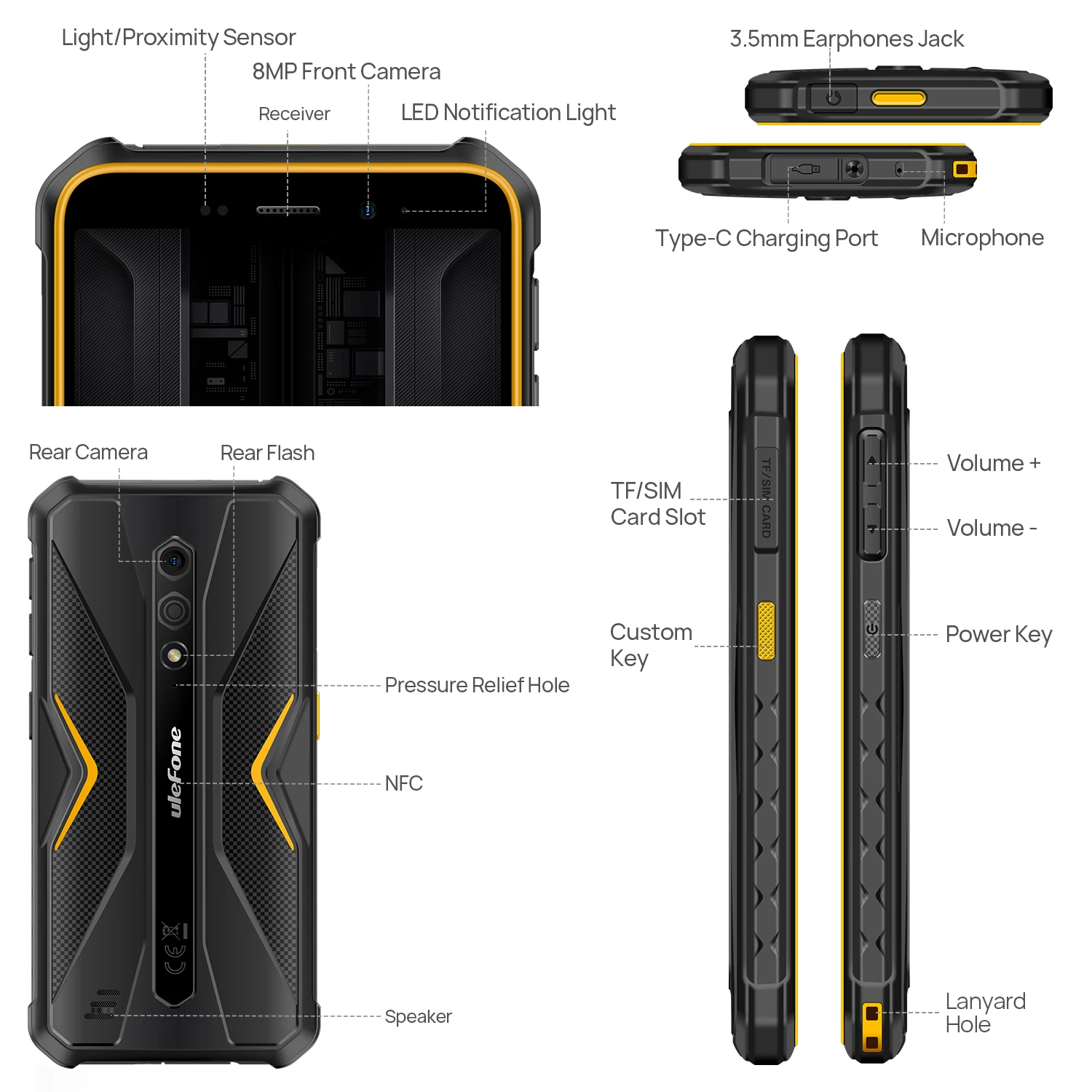 Ulefone Armor X12 Pro,Rugged 4G,Octa Core,4GB+64GB,5.45Inch Android 13,13MP Camera,4860mAh,10W Fast Charge, NFC,Global Version