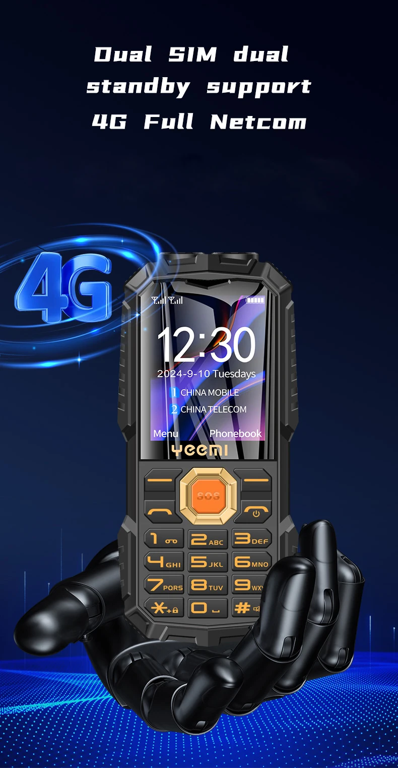 YEEMI Q7+ 4G CellPhone 2.4inch Dual SIM Card Flashlight Loud Speaker 2400mAh LTE Camera Waterproof Outdoor Mobile Phone