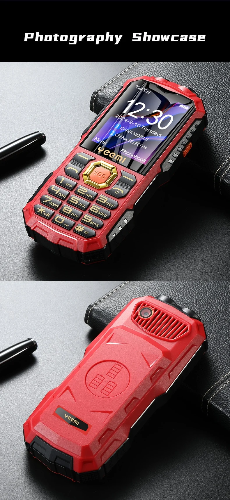 YEEMI Q7+ 4G CellPhone 2.4inch Dual SIM Card Flashlight Loud Speaker 2400mAh LTE Camera Waterproof Outdoor Mobile Phone