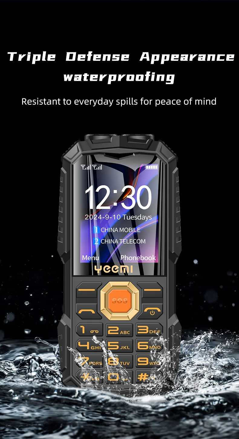 YEEMI Q7+ 4G CellPhone 2.4inch Dual SIM Card Flashlight Loud Speaker 2400mAh LTE Camera Waterproof Outdoor Mobile Phone