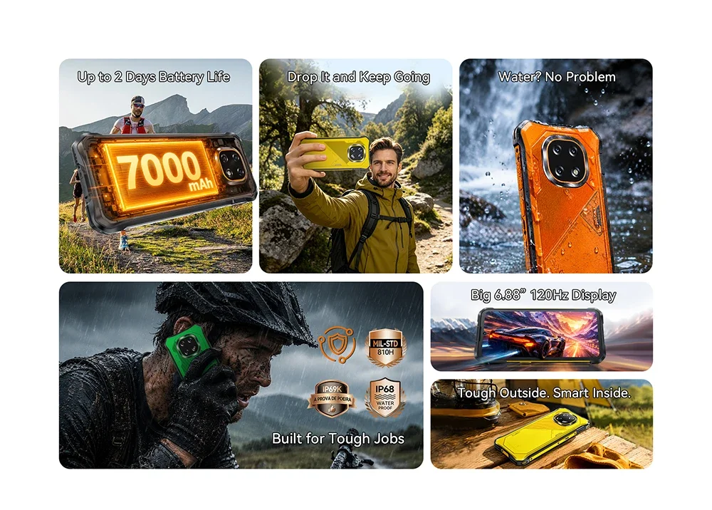[Shipping From France] Cubot KingKong ES 5 Rugged Smartphone Android 16 Up to 12GB RAM(6+6) 128GB ROM/ 24GB RAM(12+12) 256GB ROM 6.88-Inch 120Hz Screen 7000mAh Battery NFC Face Recognition Fingerprint Recognition IP69K 64MP+16MP SCT620 Octa-core Processor
