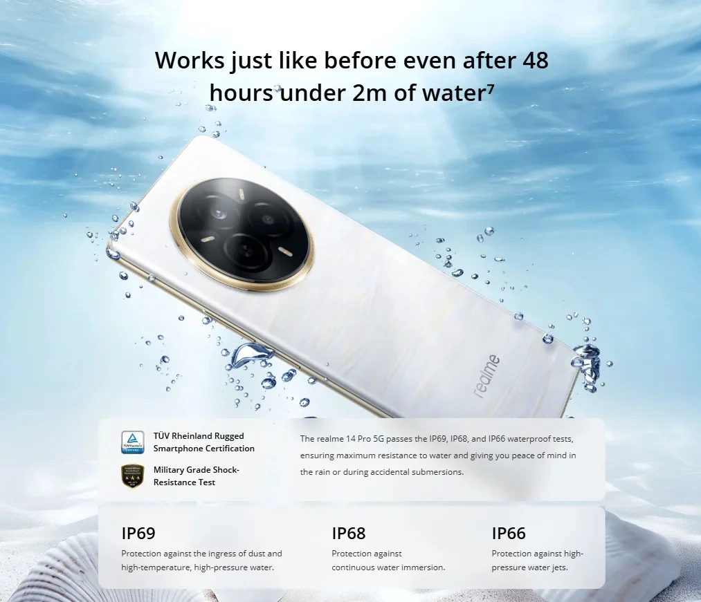 Realme 14 Pro 5G Smartphone 256GB/512GB Mobile Phone Dimensity 7300 Energy 5G Processor IP69 Sony IMX882 OIS 50MP Camera