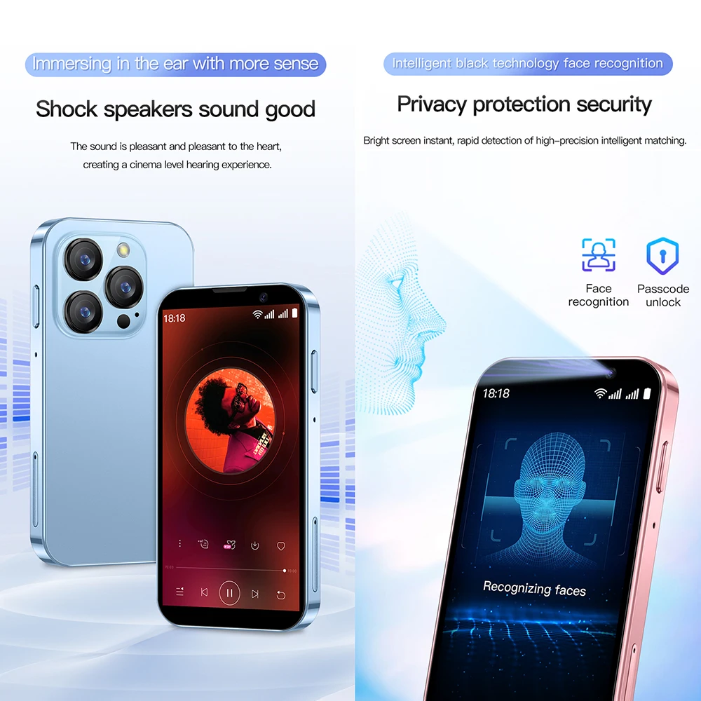 SOYES XS18 Pro 3G Smartphone 3.0inch Quad Core MTK 2GB RAM 16GB ROM 2MP Dual SIM BT4.0 Type-C Ultra-light Android Mini Phone