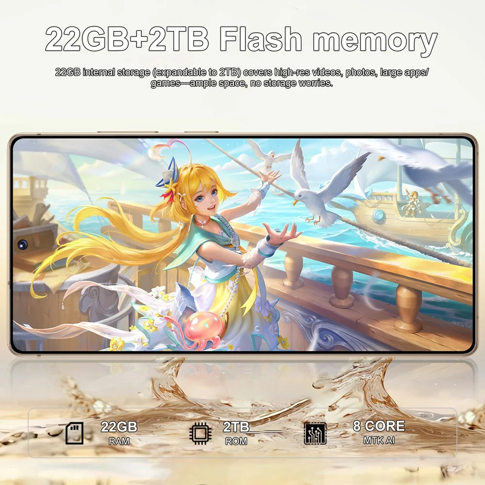 K-Touch New C27 Ultra 7800mAh Mobile Phones 22GB+2TB Cell Phone 7.3 HD Smartphone Android 15 Octa Core Unlock 5G Dual SIM 16+48MP Camera Cellphones