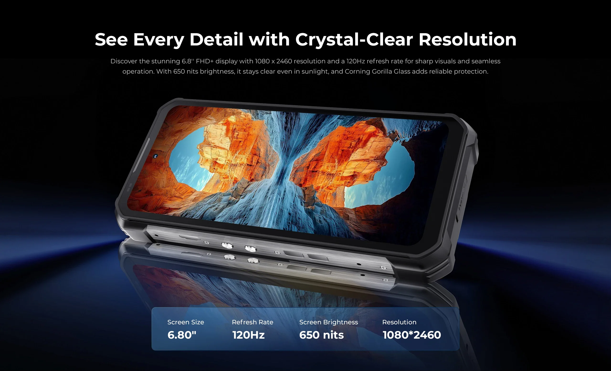 OUKITEL WP100 Plus Rugged Phone 36GB (12+24)+512GB 6.8'120Hz Screen 33000mAh 66W Fast Charge 18W Reverse Charging 1200‑lumen Camping Light 64MP Camera MediaTek Helio G100 Gemini AI NFC ESIM Android16 Outdoor Smartphone