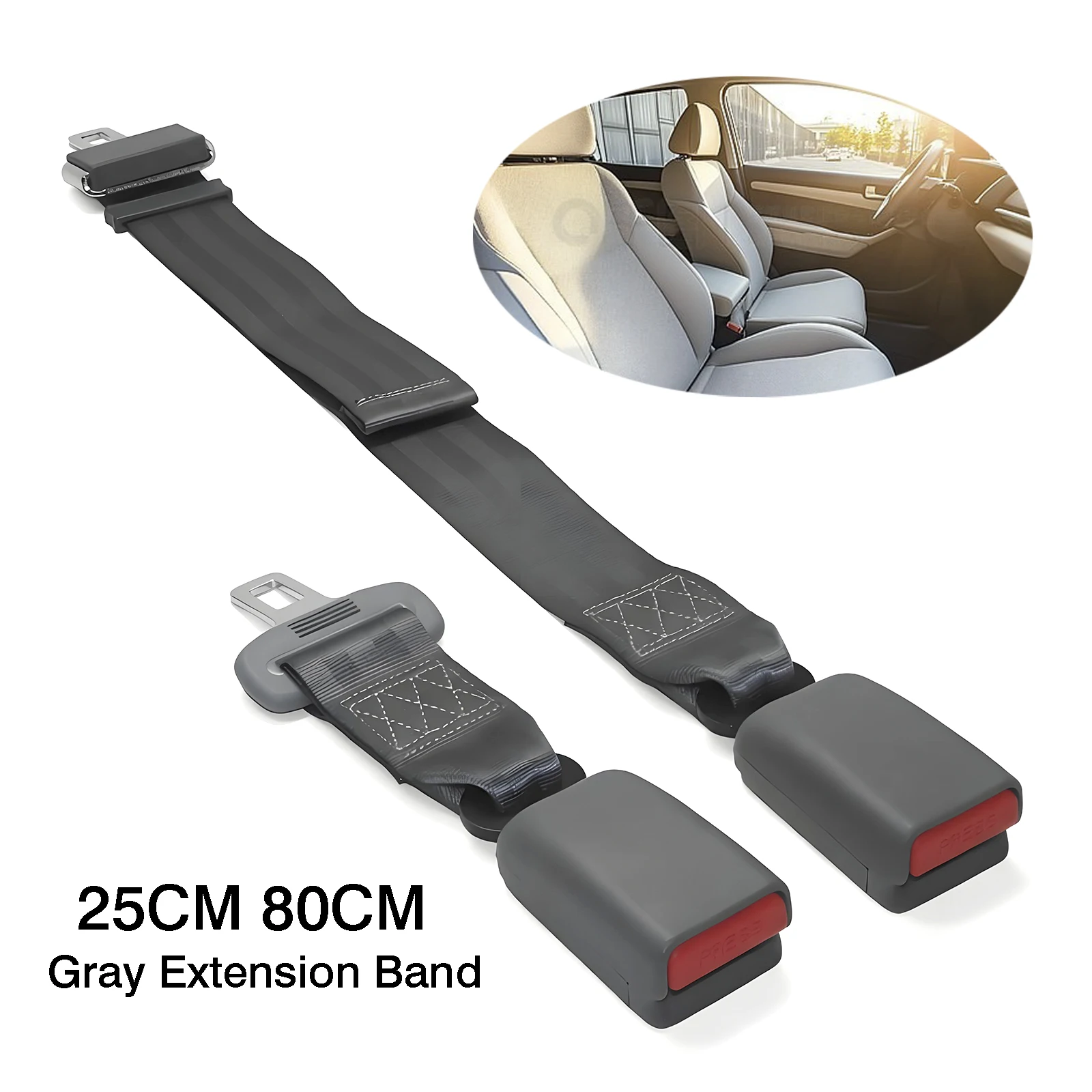 Car Safety Belt 24CM 80CM Seat Belt Extension Plug Buckle Seatbelt Clip Adjustable Extender Child Universal Lengthening