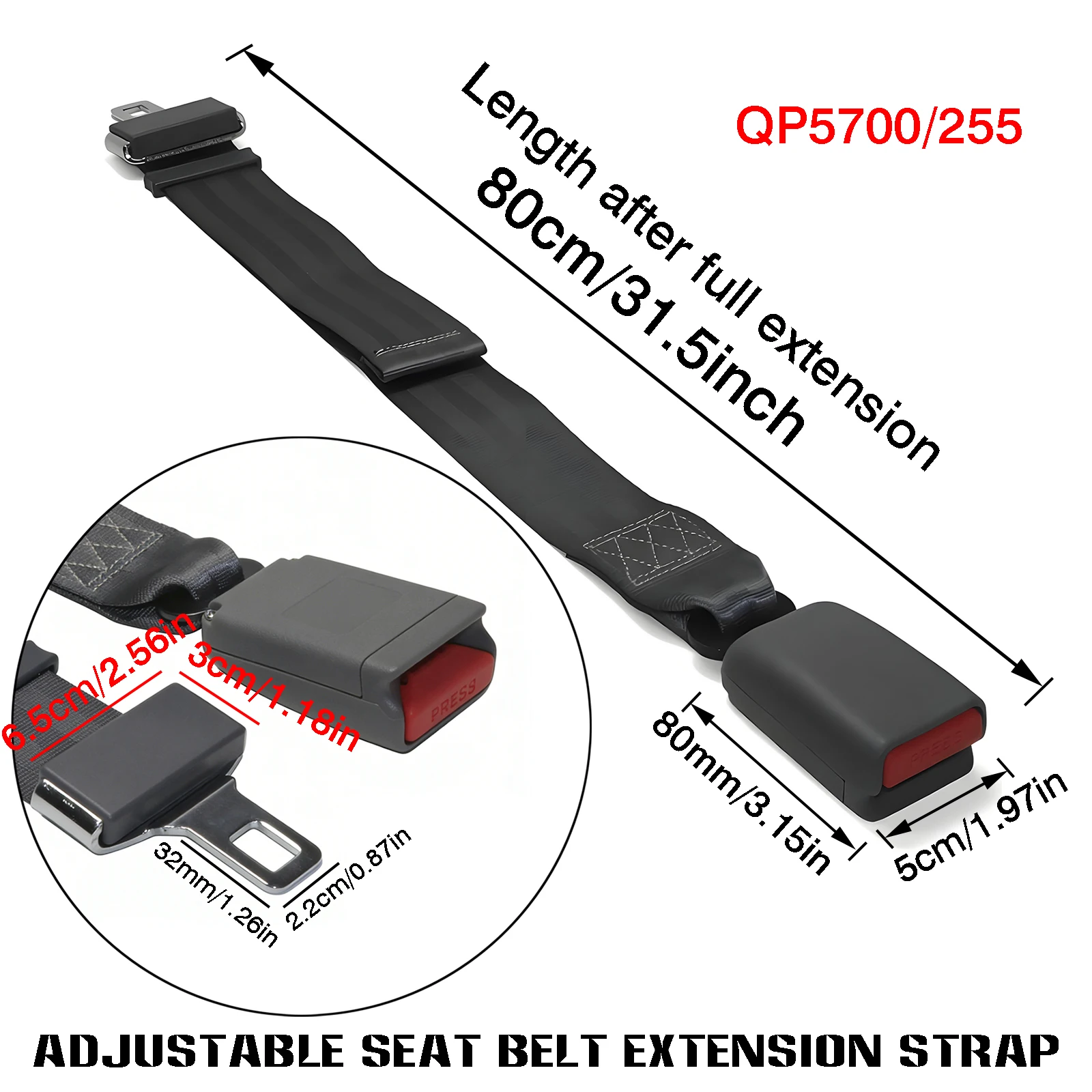 Car Safety Belt 24CM 80CM Seat Belt Extension Plug Buckle Seatbelt Clip Adjustable Extender Child Universal Lengthening