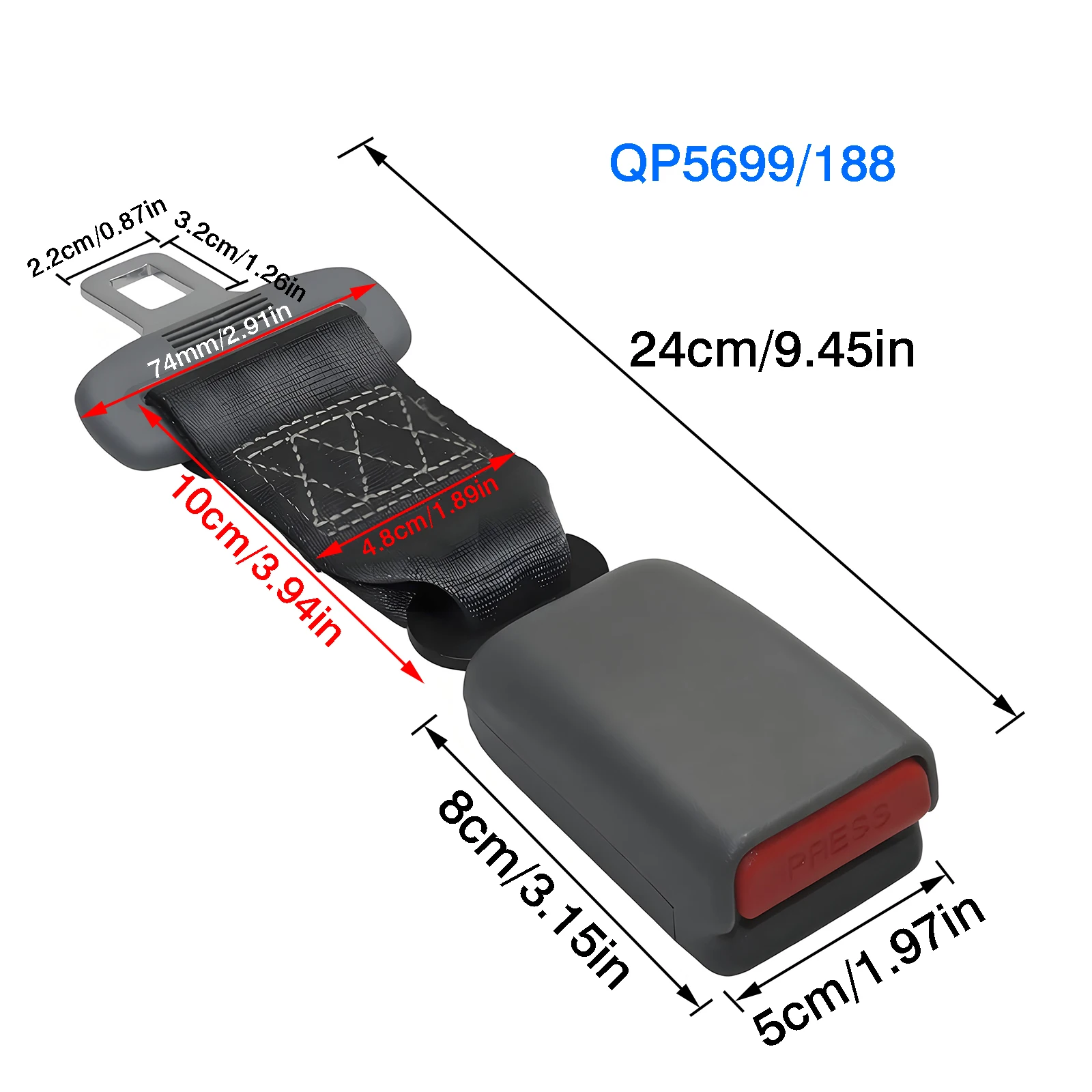 Car Safety Belt 24CM 80CM Seat Belt Extension Plug Buckle Seatbelt Clip Adjustable Extender Child Universal Lengthening