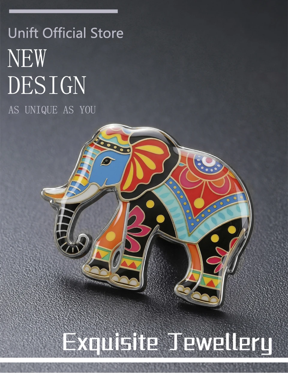 Unift Colorful Elephant Brooch Stainless Steel Elephant Pin for Women and Men Cute Animal Elephant Brooch Jewelry Gift Wholesale