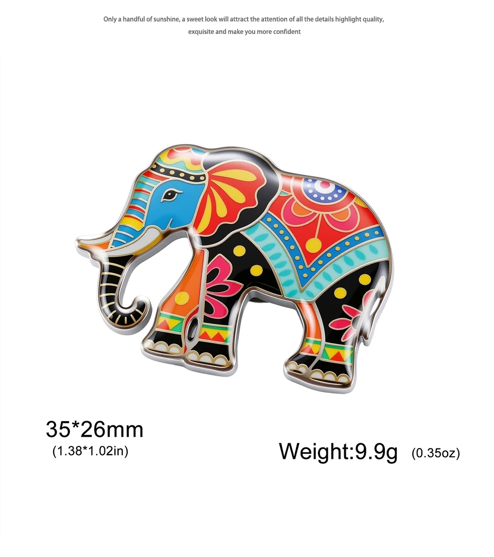 Unift Colorful Elephant Brooch Stainless Steel Elephant Pin for Women and Men Cute Animal Elephant Brooch Jewelry Gift Wholesale
