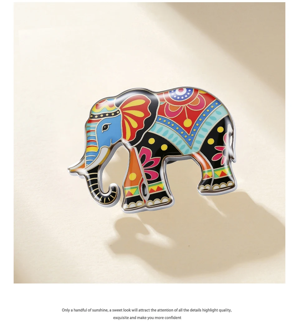 Unift Colorful Elephant Brooch Stainless Steel Elephant Pin for Women and Men Cute Animal Elephant Brooch Jewelry Gift Wholesale