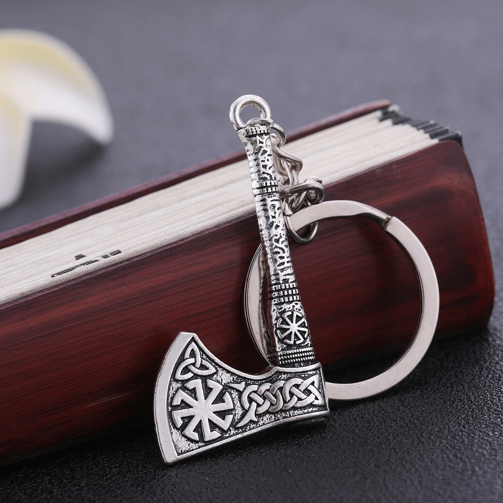 Dreamtimes Viking Axe Pendant Keychain Stainless Steel Men's Celtic Rune Vintage Protector Jewelry Gift Wholesale