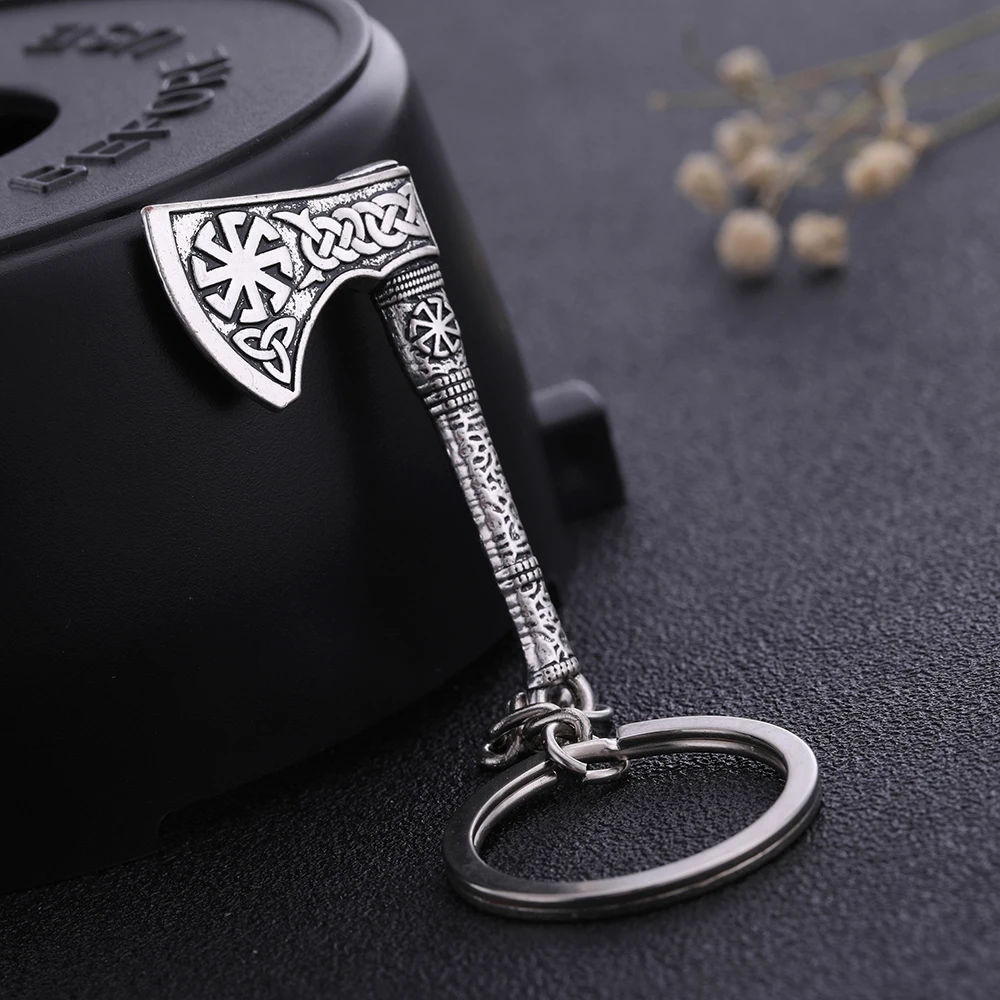 Dreamtimes Viking Axe Pendant Keychain Stainless Steel Men's Celtic Rune Vintage Protector Jewelry Gift Wholesale