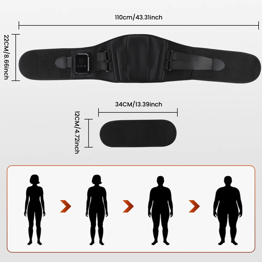 Electric Waist Belt Massage Machine with 3 Levels Vibration And Hot Compress Lumbar Support Brace for Muscle Relaxation