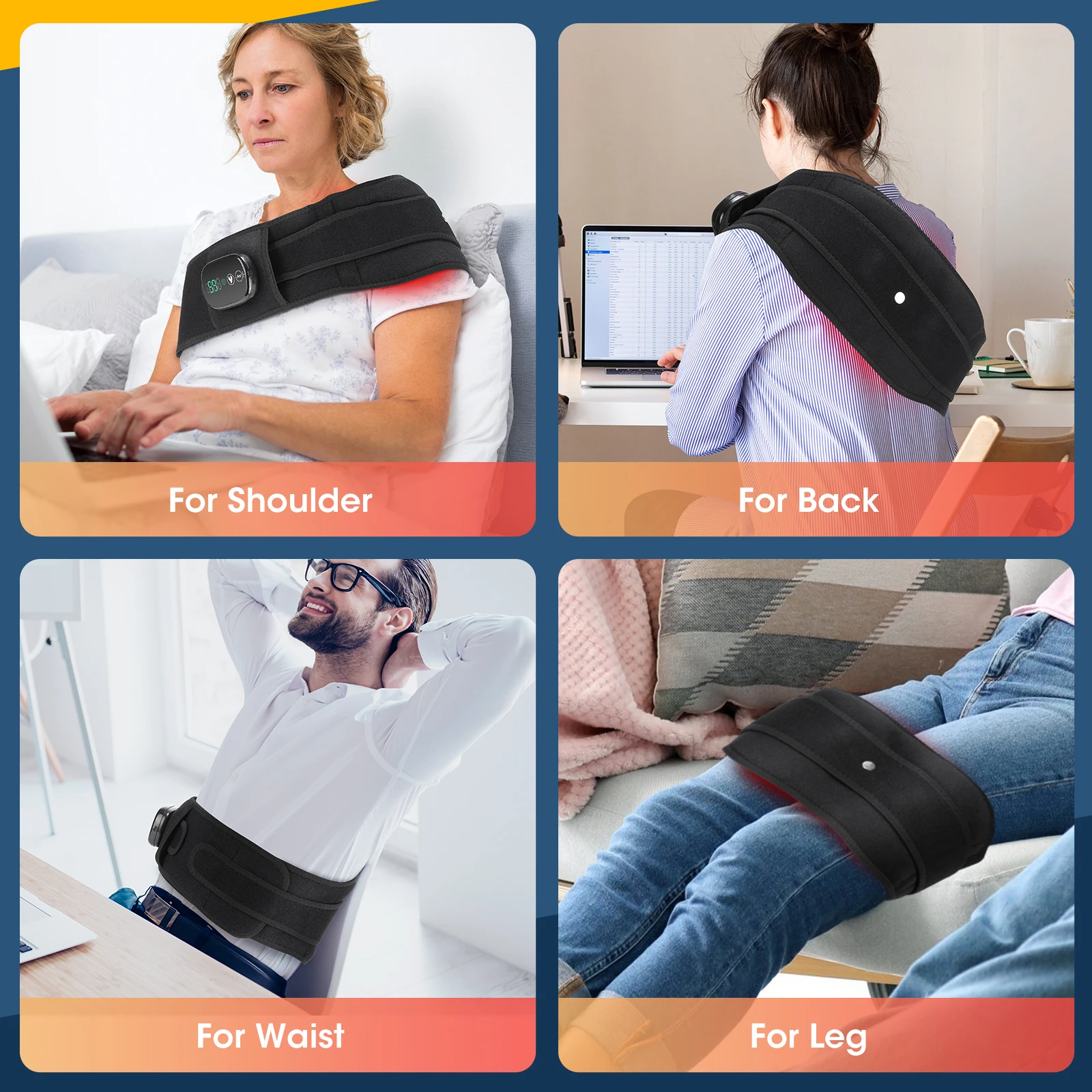 Electric Waist Belt Massage Machine with 3 Levels Vibration And Hot Compress Lumbar Support Brace for Muscle Relaxation